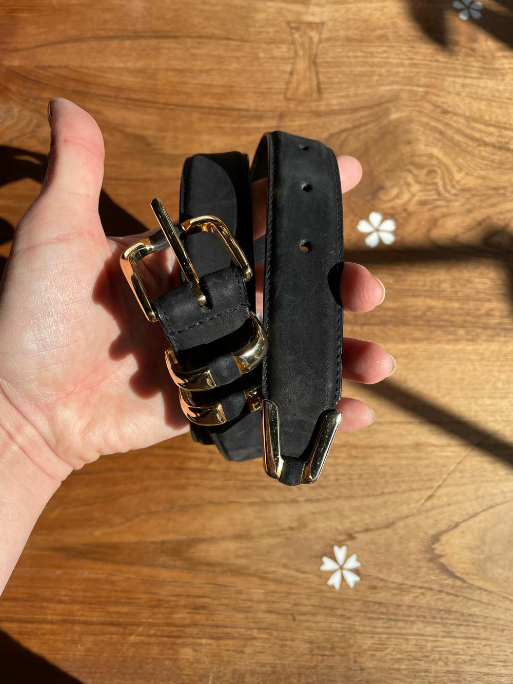 vintage bay club suede and gold hardware belt