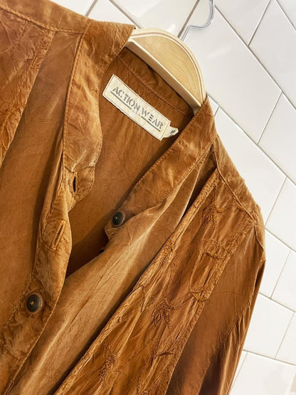 vintage 90s action wear USA embroidered vest oversized shirt - good market thrift store