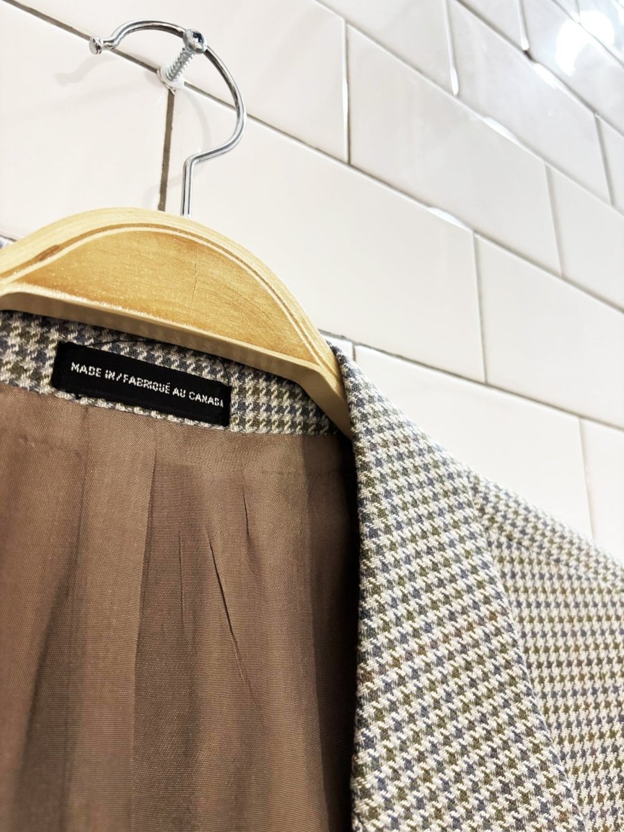 vintage charter collection moon houndstooth silk - wool blazer | woven in england - good market thrift store