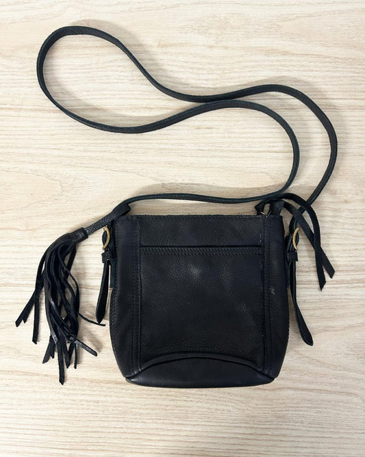 margot black leather fringe crossbody - good market thrift store