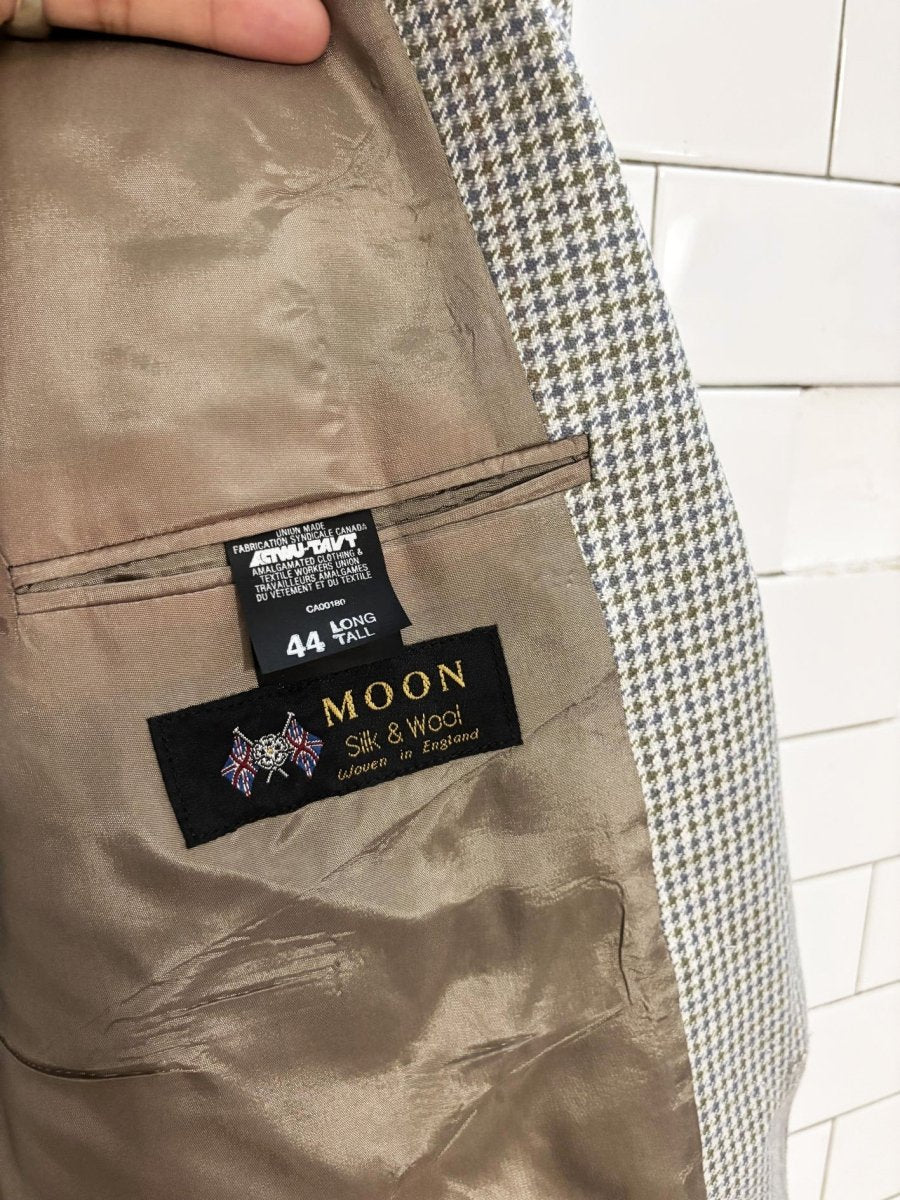 vintage charter collection moon houndstooth silk - wool blazer | woven in england - good market thrift store