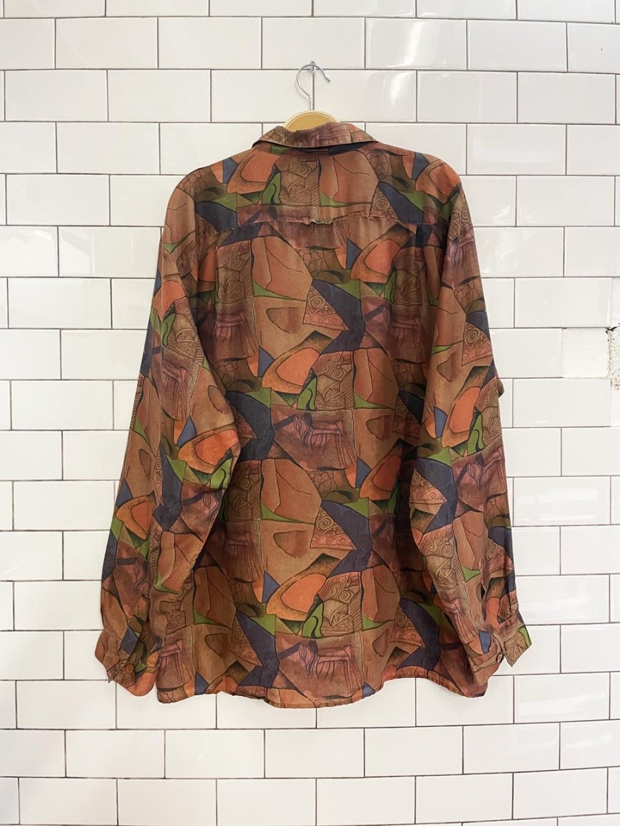 vintage 90s pronti abstract silk shirt - good market thrift store