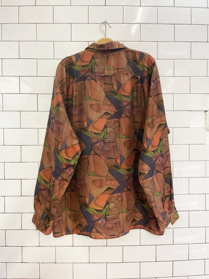 vintage 90s pronti abstract silk shirt - good market thrift store