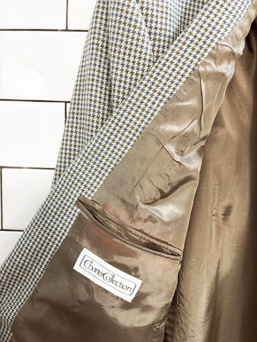 vintage charter collection moon houndstooth silk - wool blazer | woven in england - good market thrift store