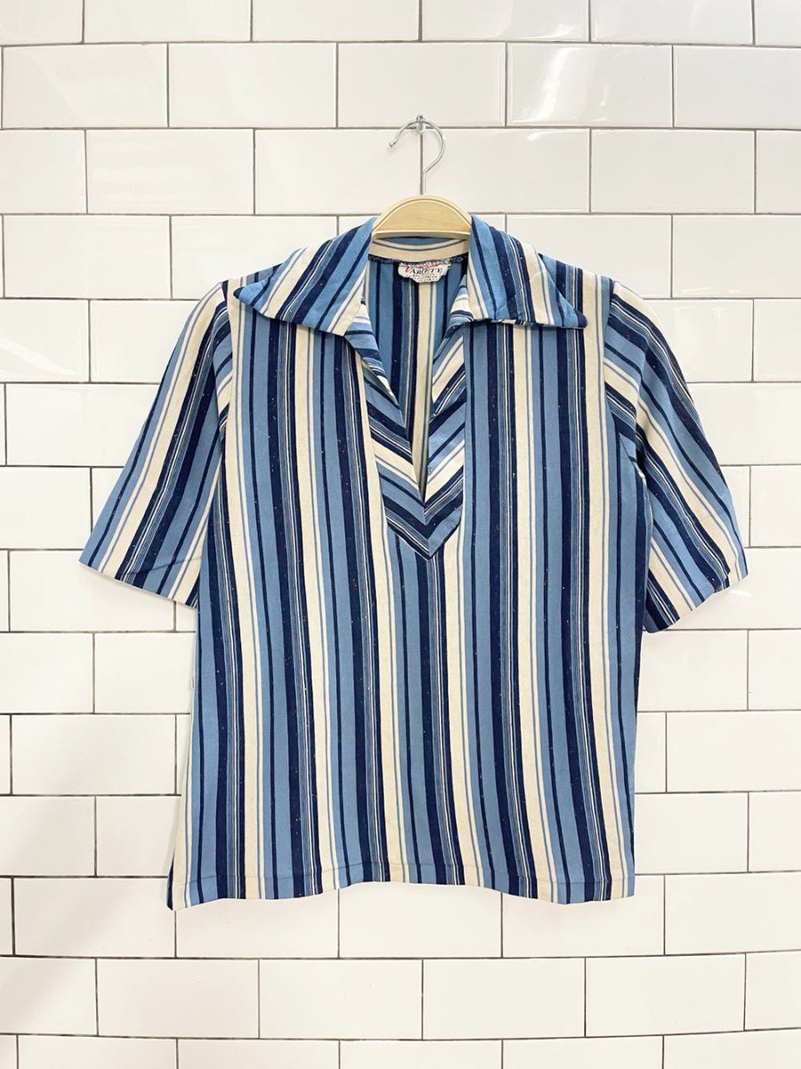 vintage 70s variety daggar collar knit top - good market thrift store