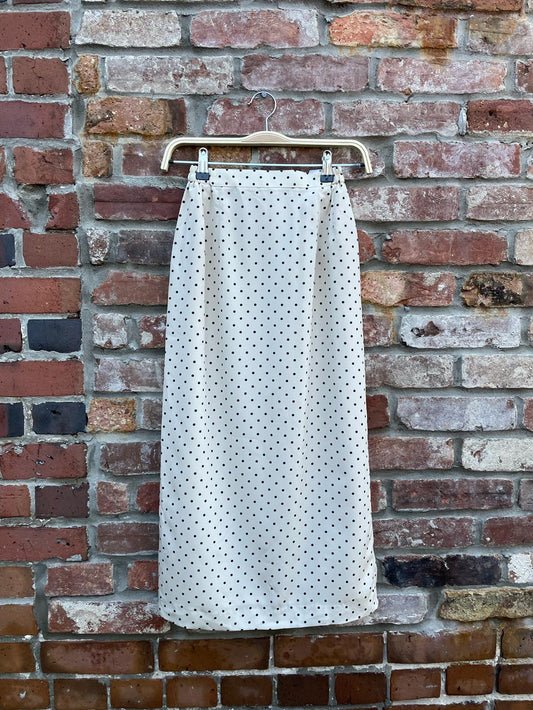 vintage polka dot midi skirt