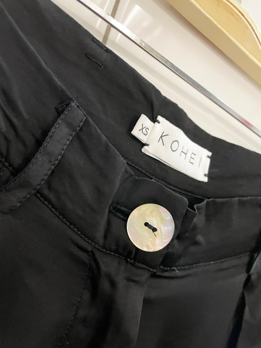 maison kohei pleated satin wide leg pants - good market thrift store