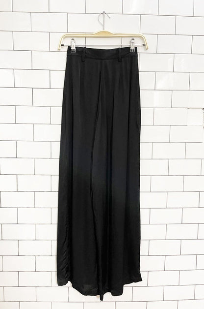 maison kohei pleated satin wide leg pants - good market thrift store