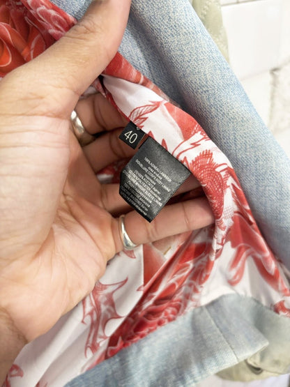 barbara bui quilted denim - print leather biker jacket - good market thrift store