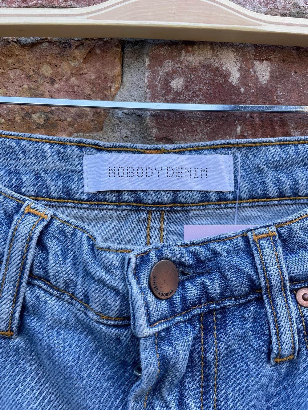 nobody denim high rise relaxed mini skirt