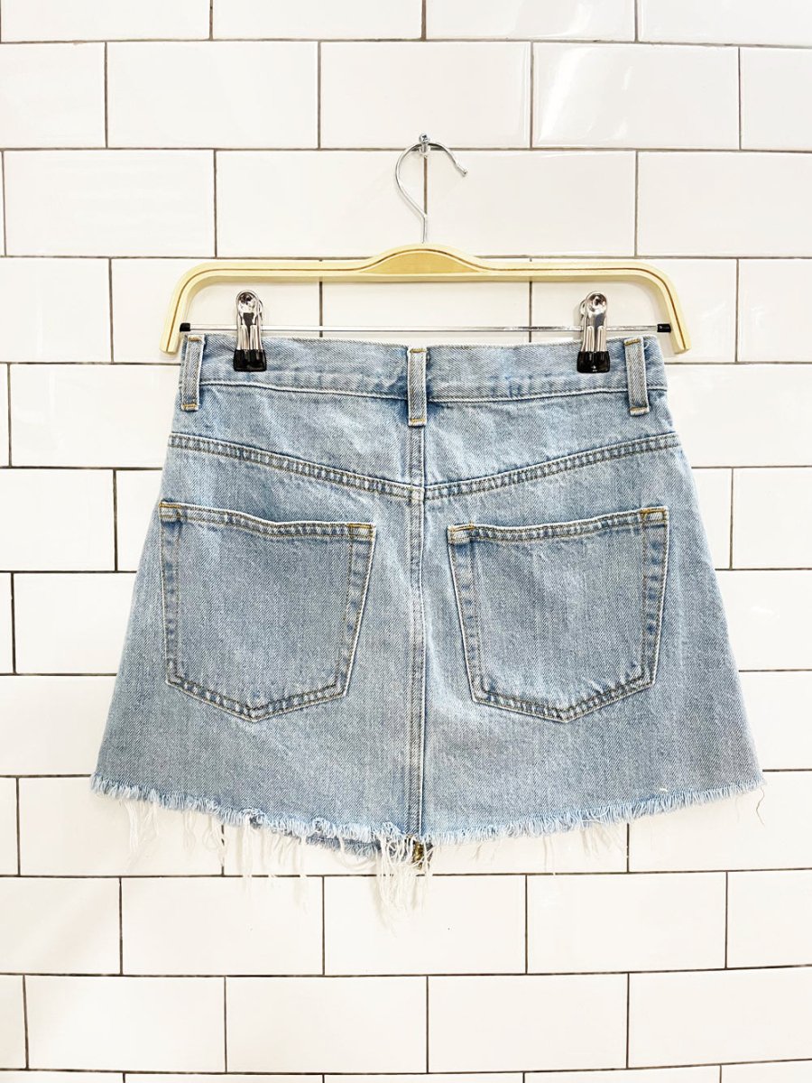 tna testani embroidered roses denim mini skirt | aritzia - good market thrift store