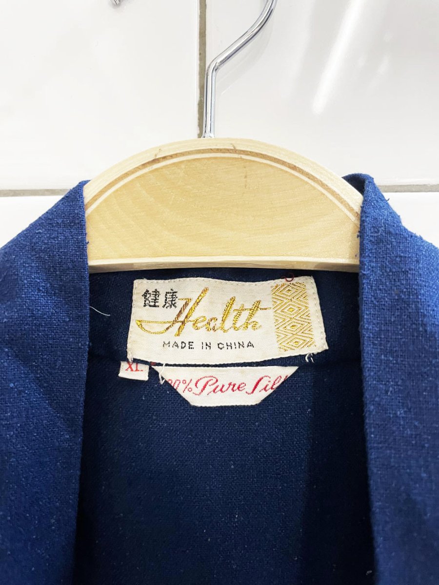 vintage 60s health 100% raw silk embroidered robe - good market thrift store