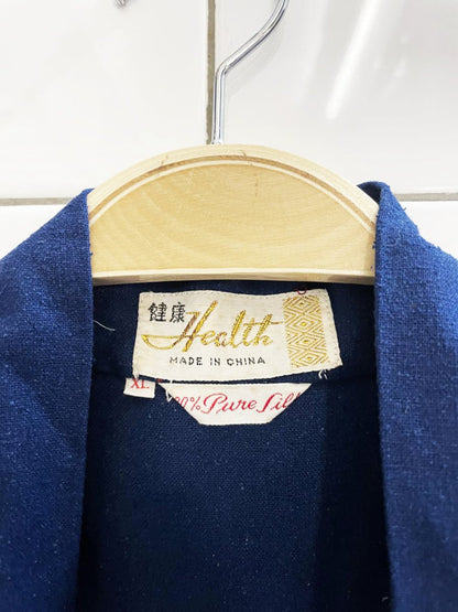 vintage 60s health 100% raw silk embroidered robe - good market thrift store