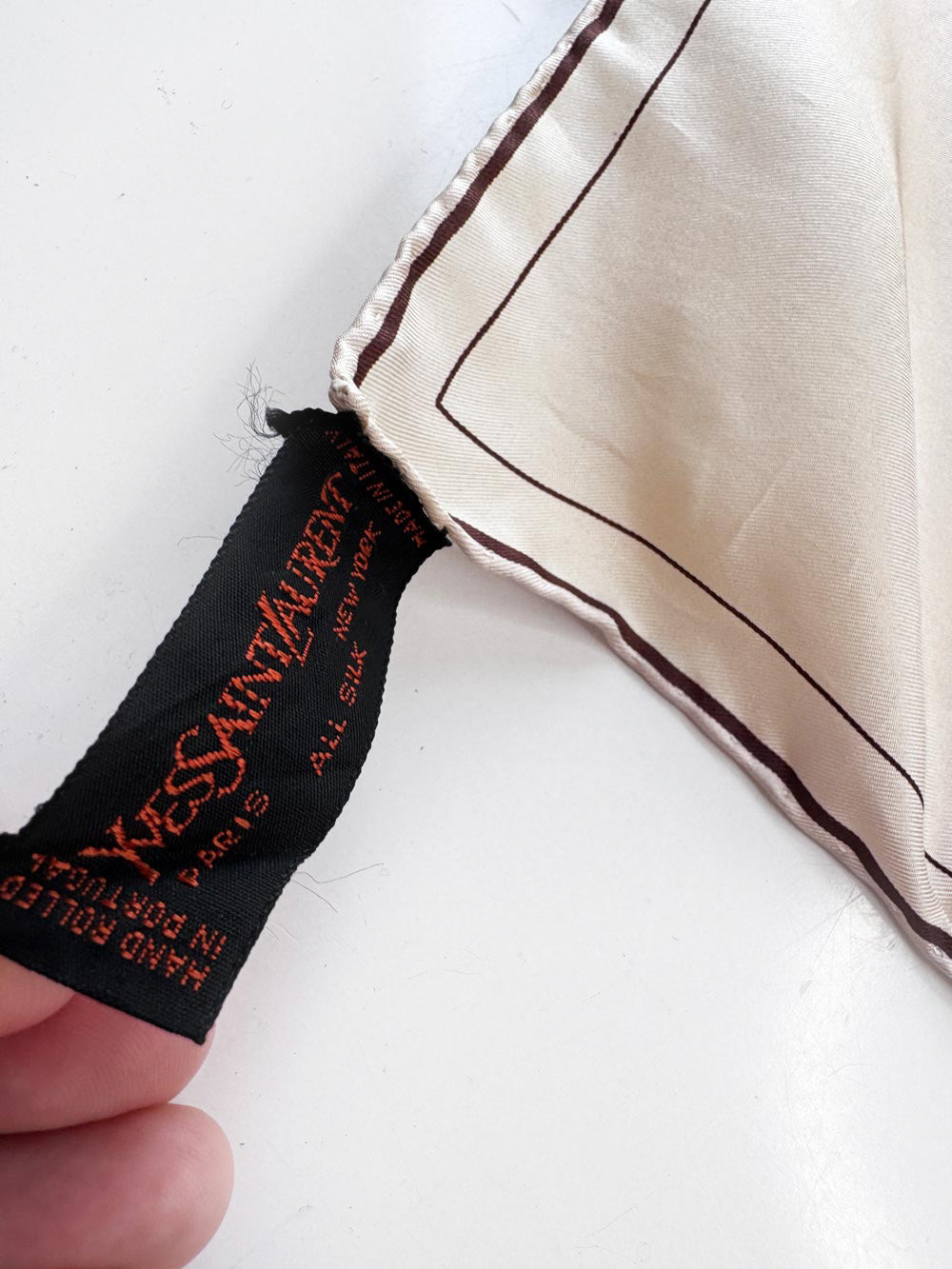 vintage YSL 100% silk handkerchief scarf | hand-rolled edge