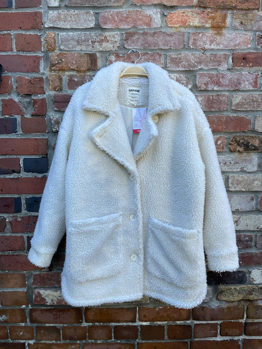 garage cream oversized teddy coat