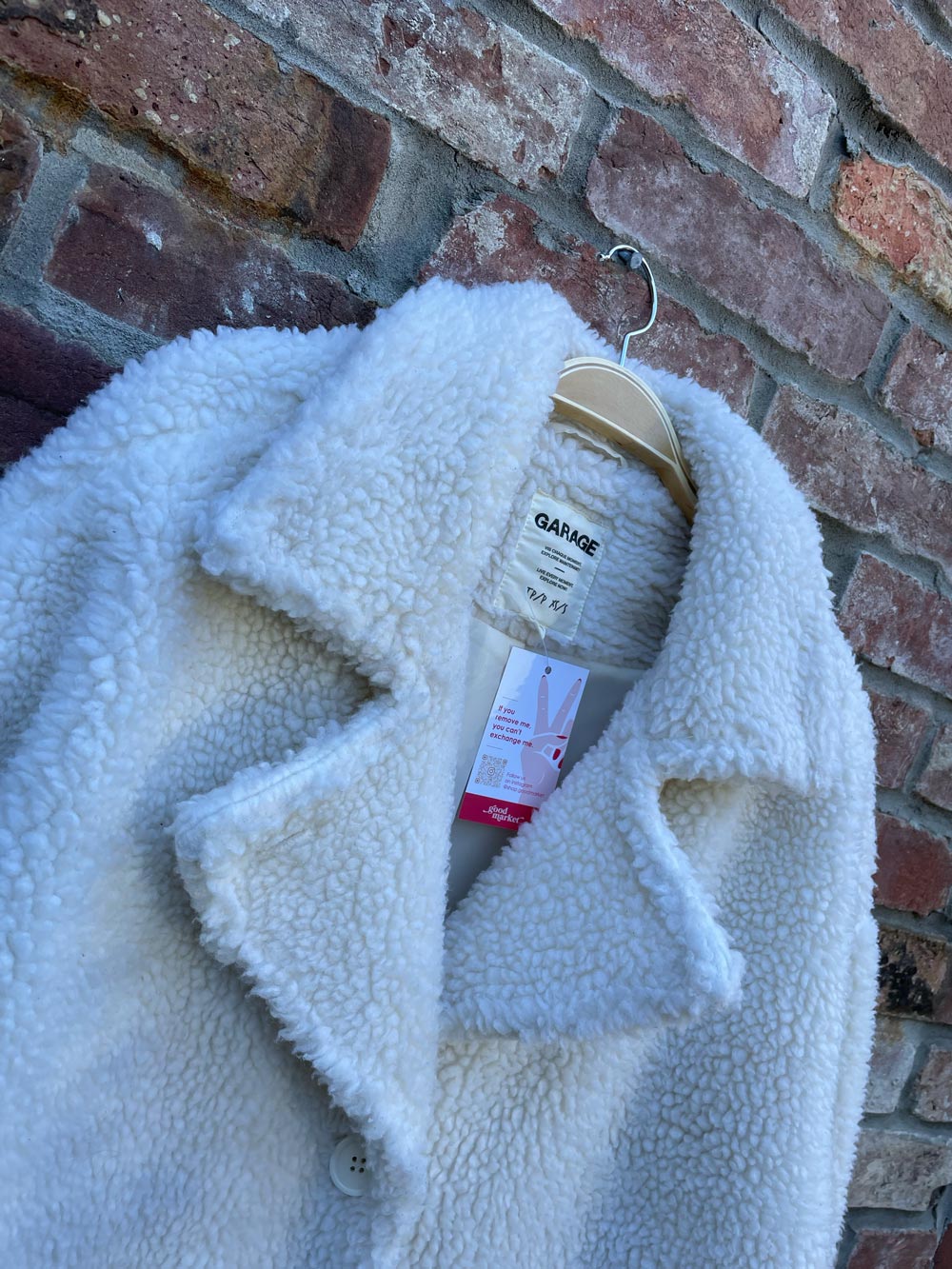 garage cream oversized teddy coat