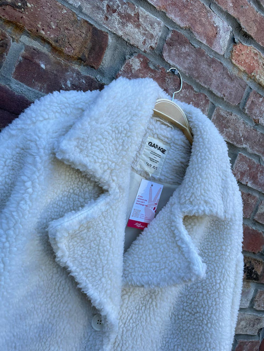 garage cream oversized teddy coat