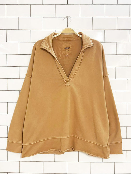 aerie v-neck popover slouchy henley sweatshirt