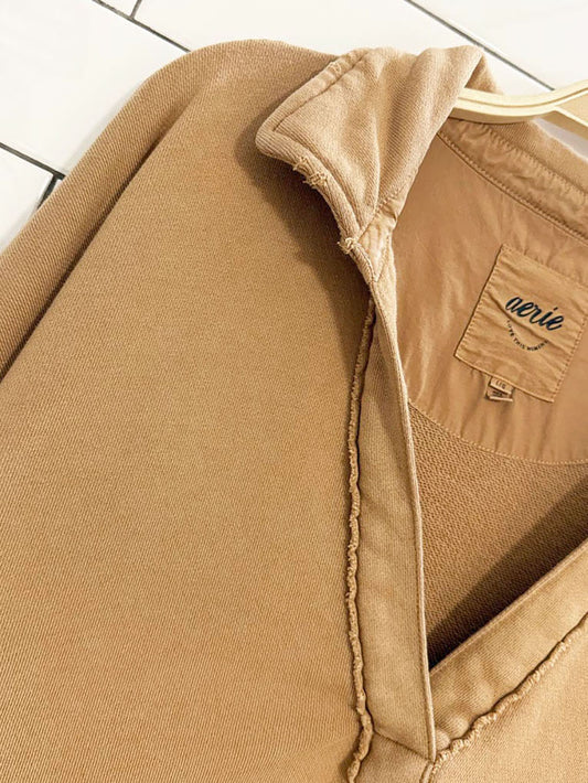 aerie v-neck popover slouchy henley sweatshirt