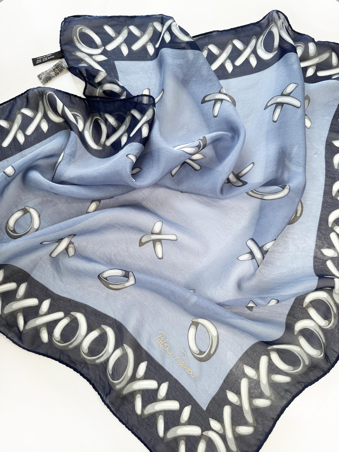 vintage paloma picasso 100% silk chiffon scarf