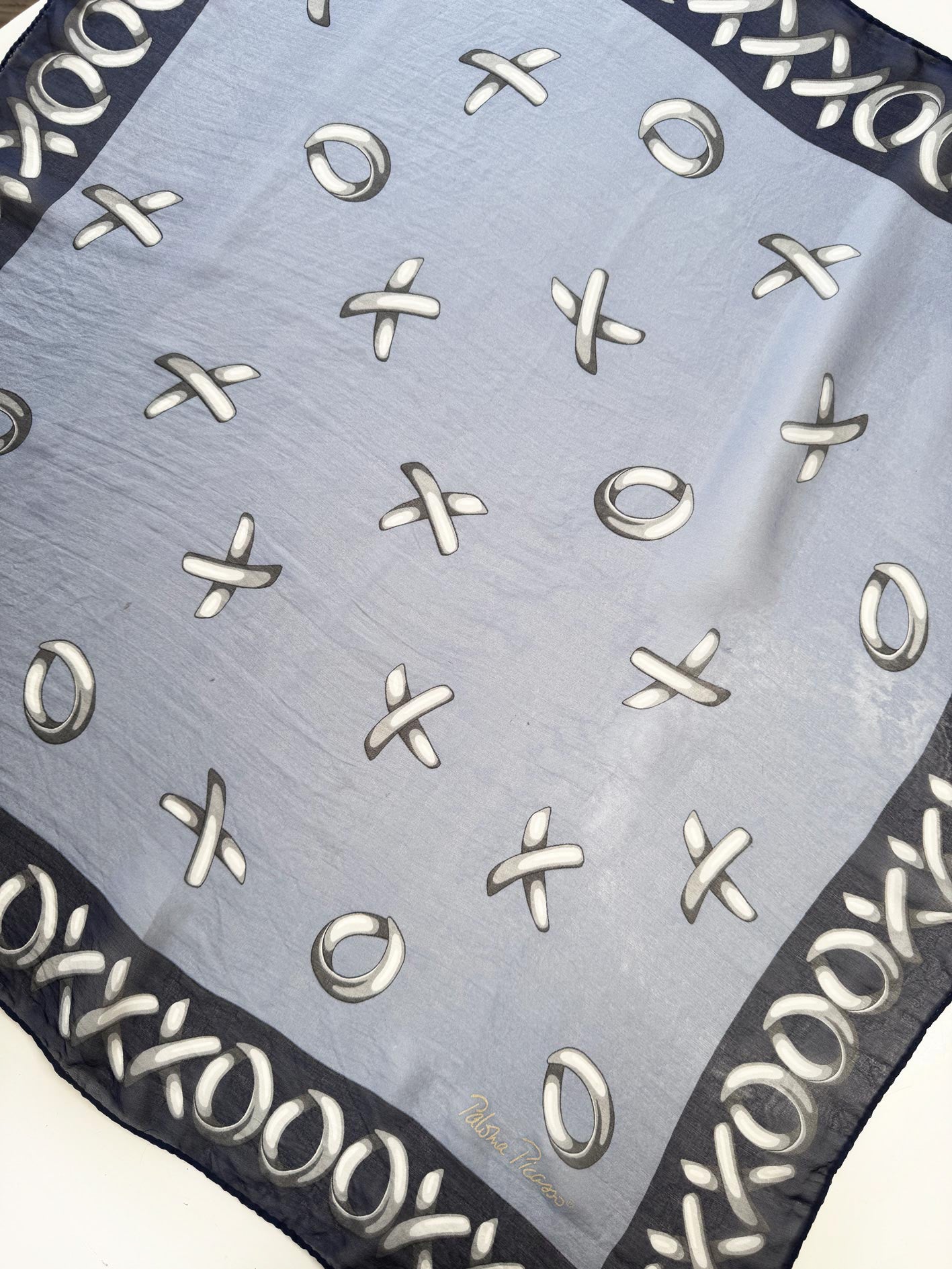 vintage paloma picasso 100% silk chiffon scarf