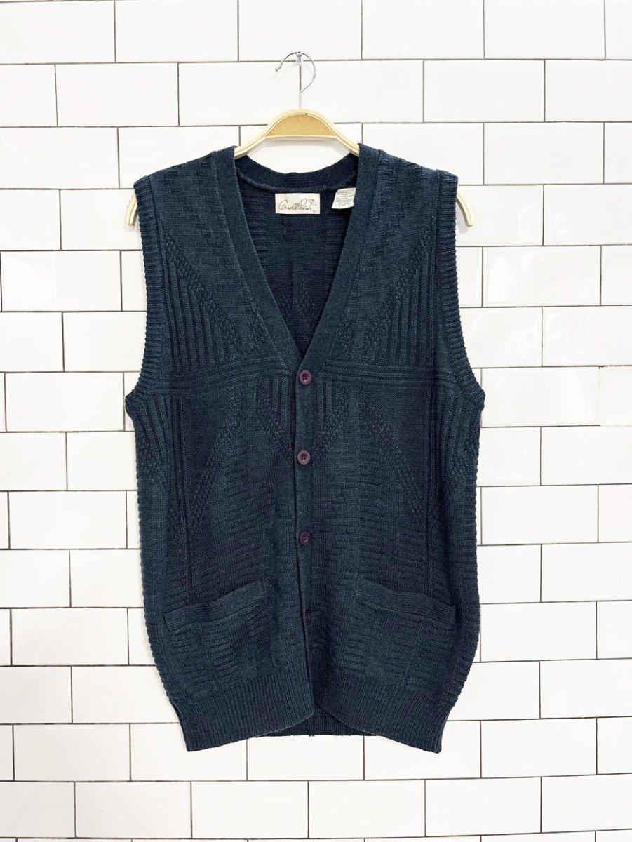 vintage 90s arnold palmer wool - blend 3d knit sweater vest - good market thrift store