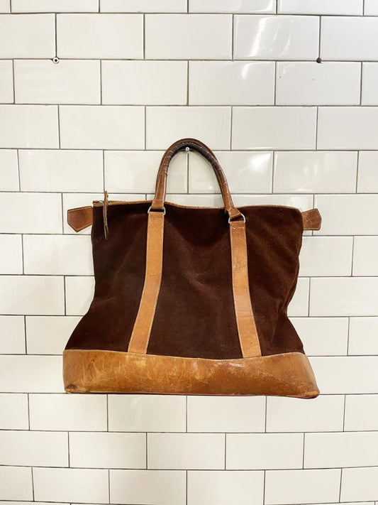 vintage 70s suede doctor style carry - on bag - good market thrift store
