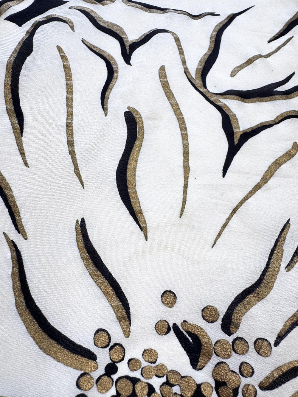 vintage oscar de la renta 100% silk floral painted square scarf | hand-rolled edge