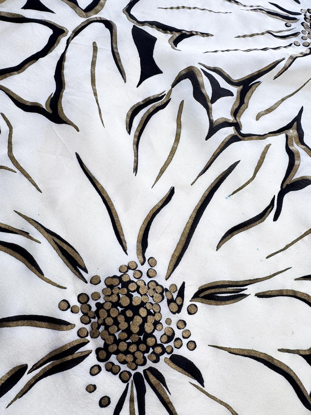 vintage oscar de la renta 100% silk floral painted square scarf | hand-rolled edge