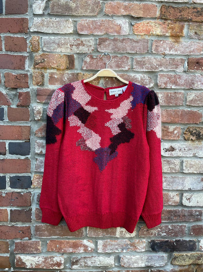 vintage franco valeri red knit sweater
