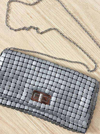 vintage 00s mia deluca metal link crossbody bag - good market thrift store