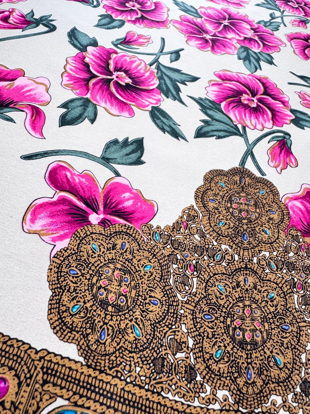 vintage bill blass 100% silk floral square scarf
