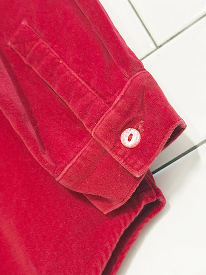 vintage 00s cleo velvet full button shirt