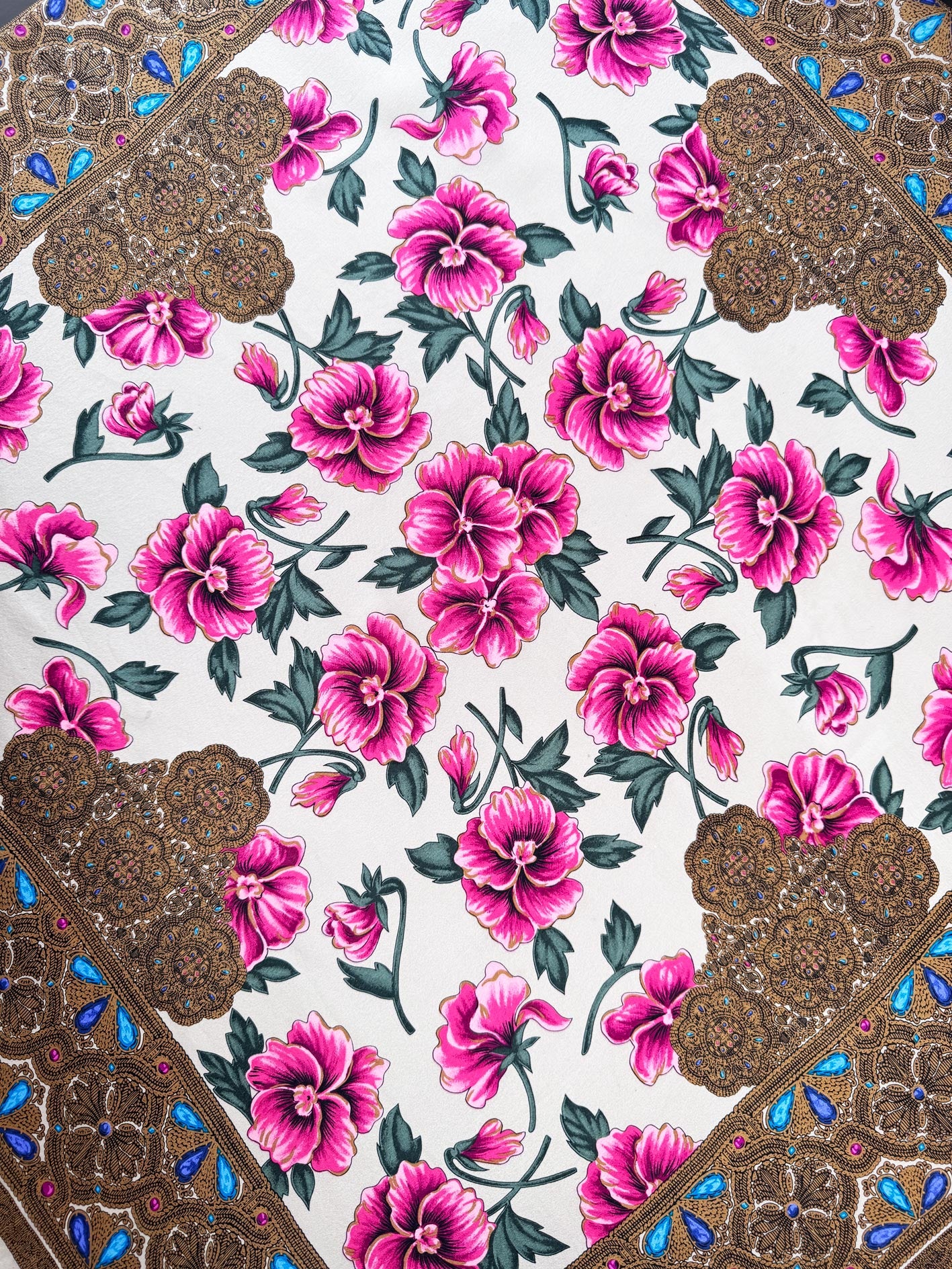 vintage bill blass 100% silk floral square scarf