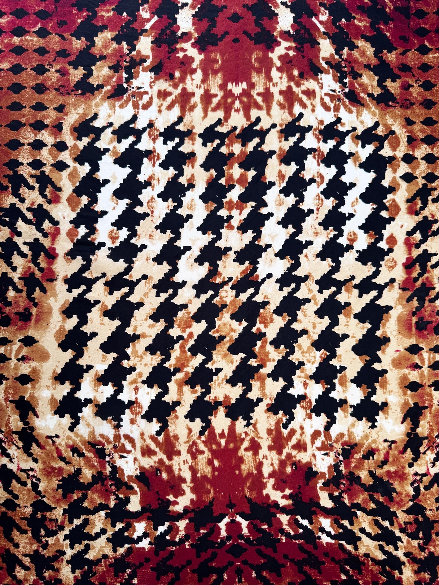 vintage oscar de la renta 100% silk houndstooth xl square scarf