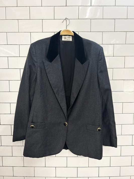 vintage 80s braemar velvet trim wool blazer - good market thrift store
