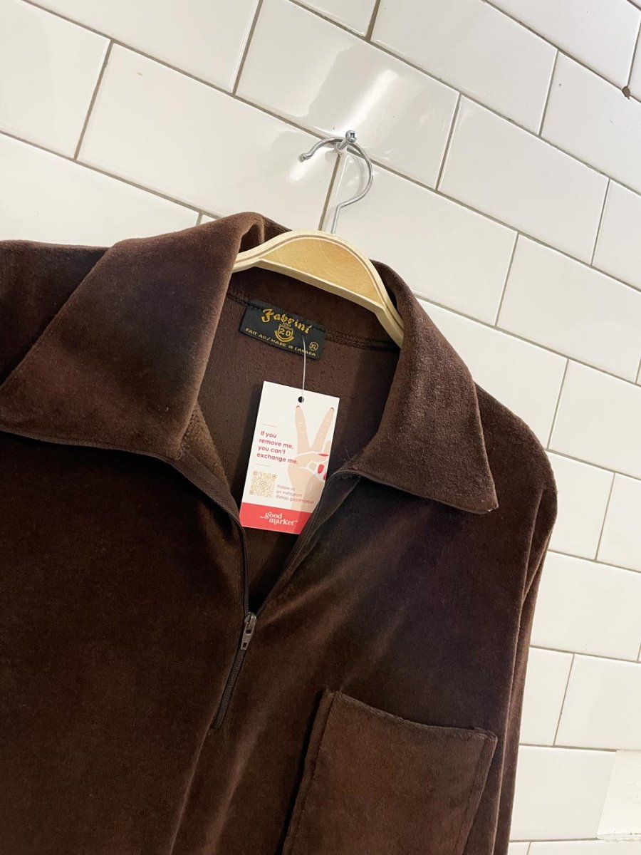 vintage 70s fabrini retro velour quarter zip - good market thrift store