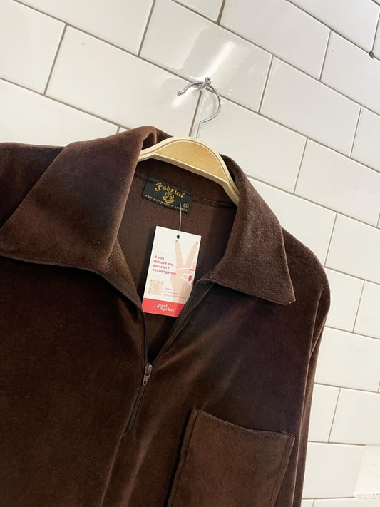 vintage 70s fabrini retro velour quarter zip - good market thrift store