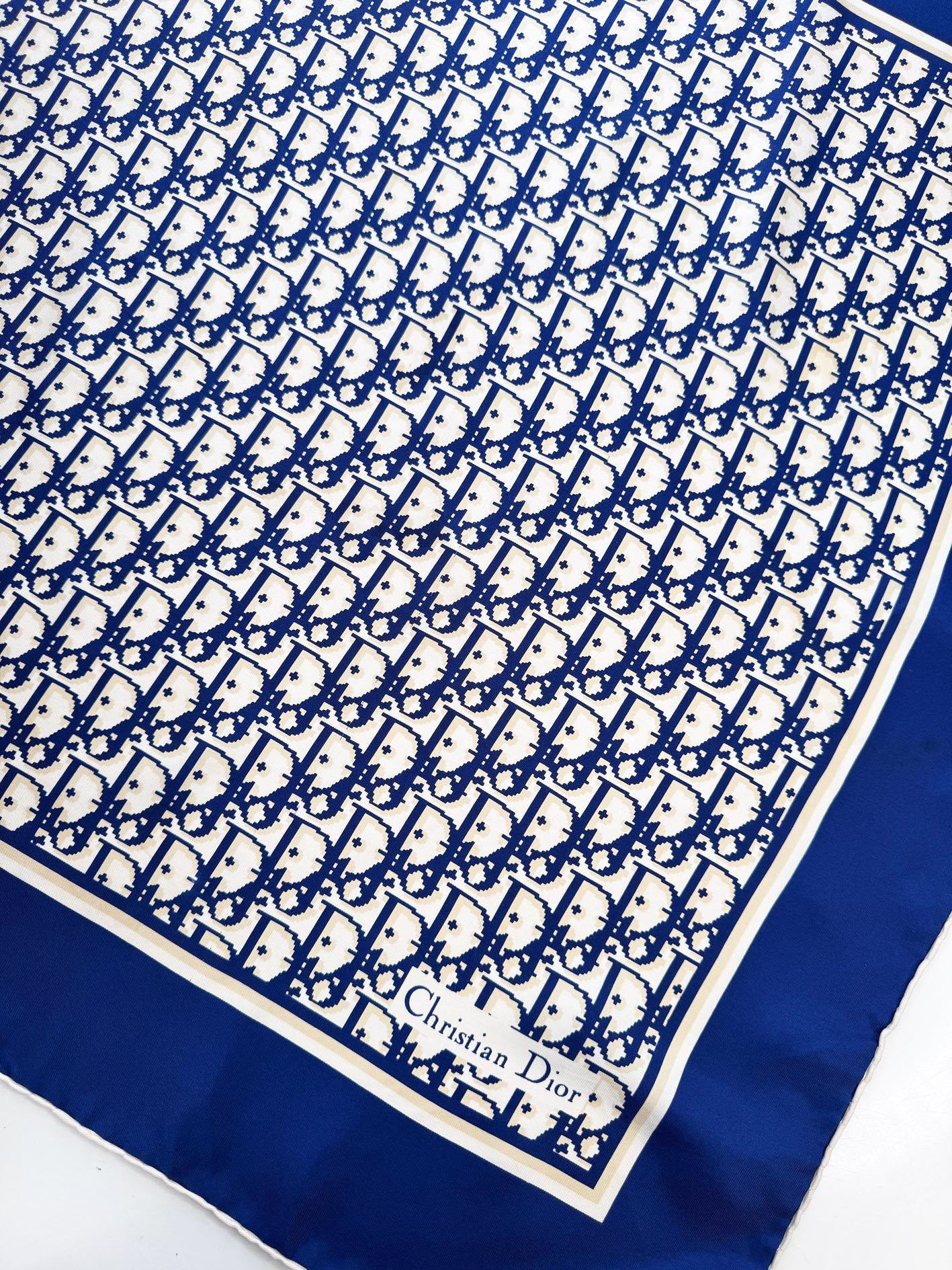 vintage christian dior monogram silk scarf | hand-rolled edge