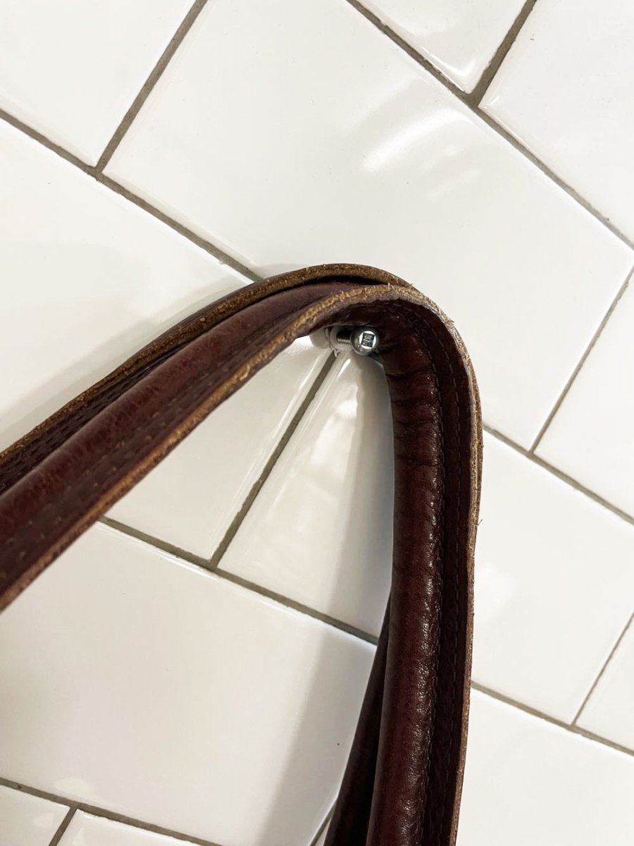 vintage woven leather buckle strap shoulder tote - good market thrift store