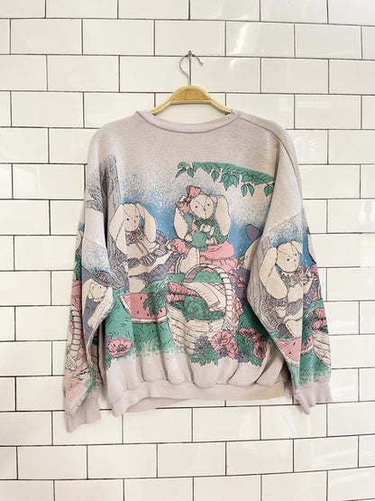 vintage 90s bunny picnic graphic sweatshirt - good market thrift store