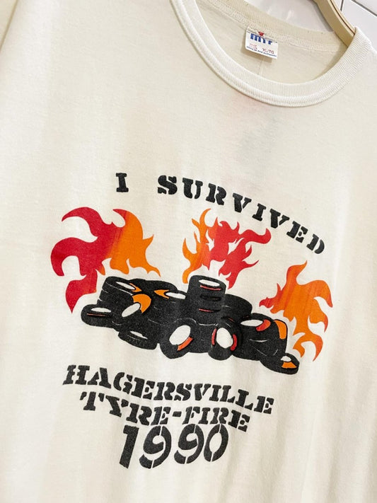 vintage 90s hagersville tyre - fire single stitch tee - good market thrift store