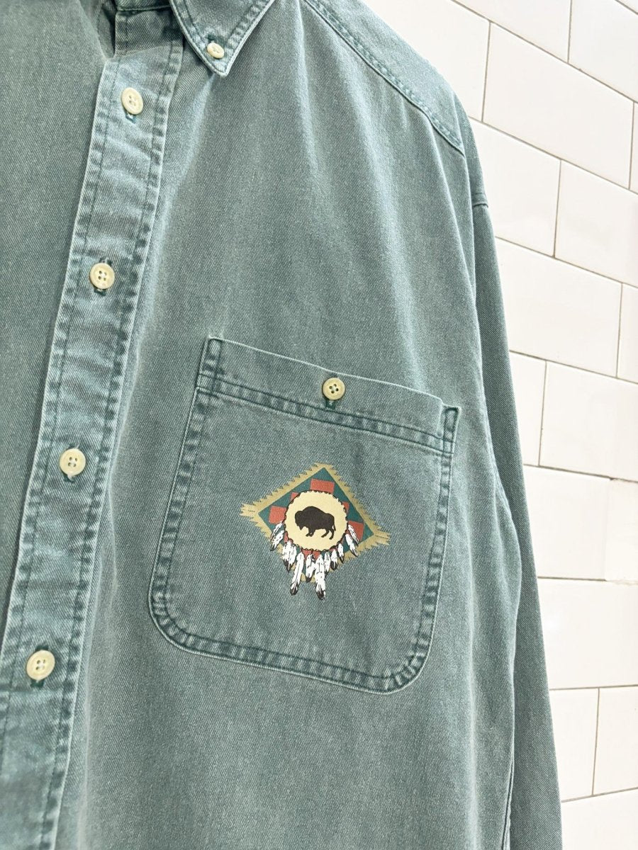 vintage 90s coldwater creek western buffalo shirt - good market thrift store