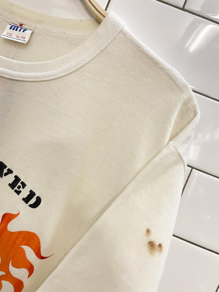 vintage 90s hagersville tyre - fire single stitch tee - good market thrift store