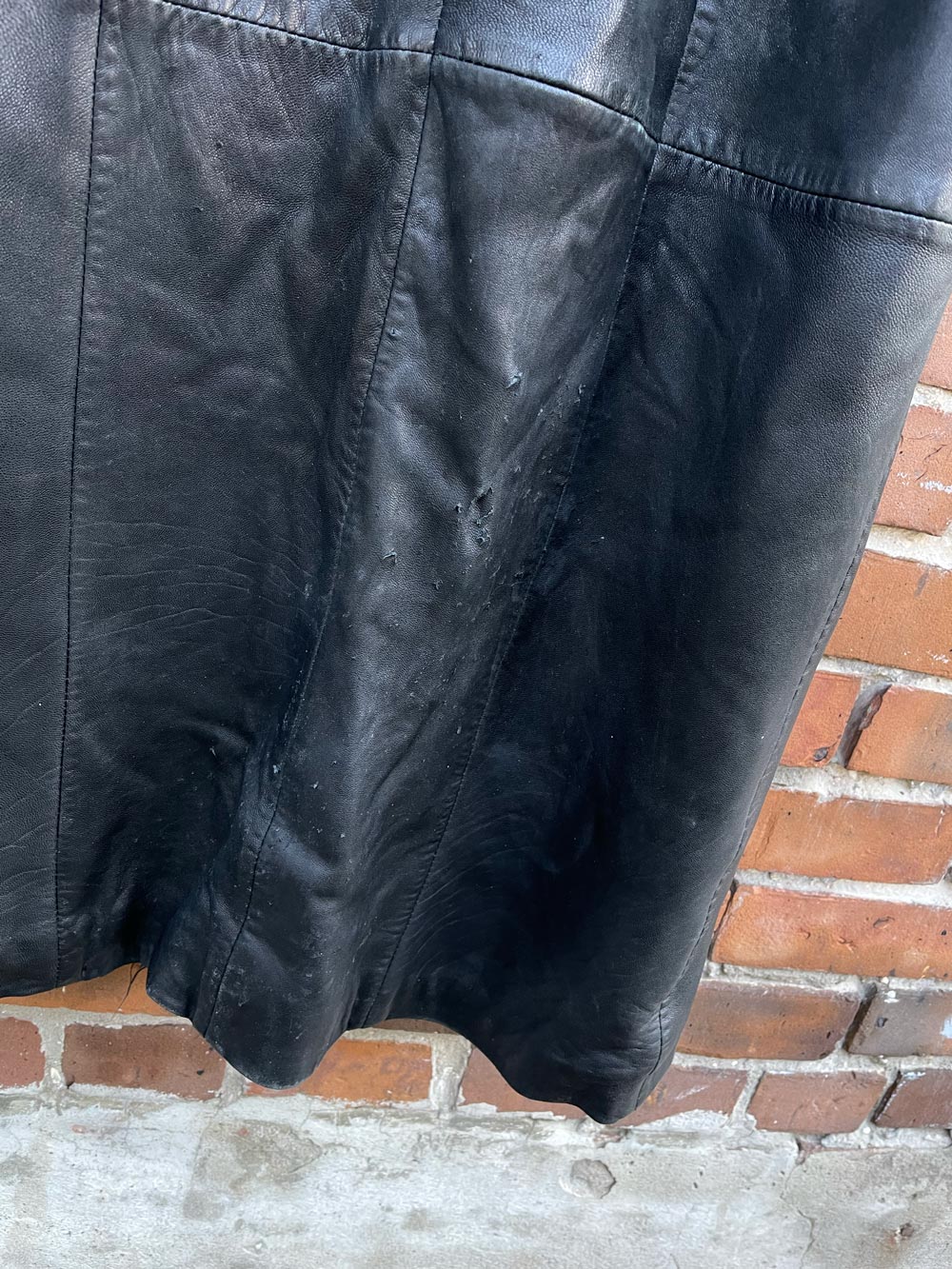 vintage danier butter leather faux fur trim long coat