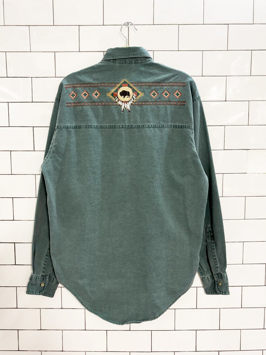 vintage 90s coldwater creek western buffalo shirt - good market thrift store