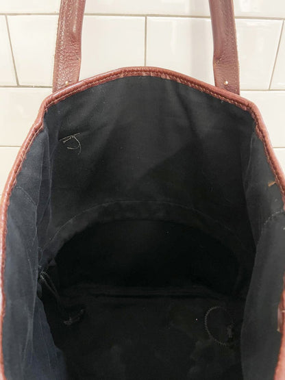 vintage woven leather buckle strap shoulder tote - good market thrift store