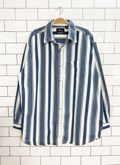 vintage 90s cherokee denim striped shirt - good market thrift store