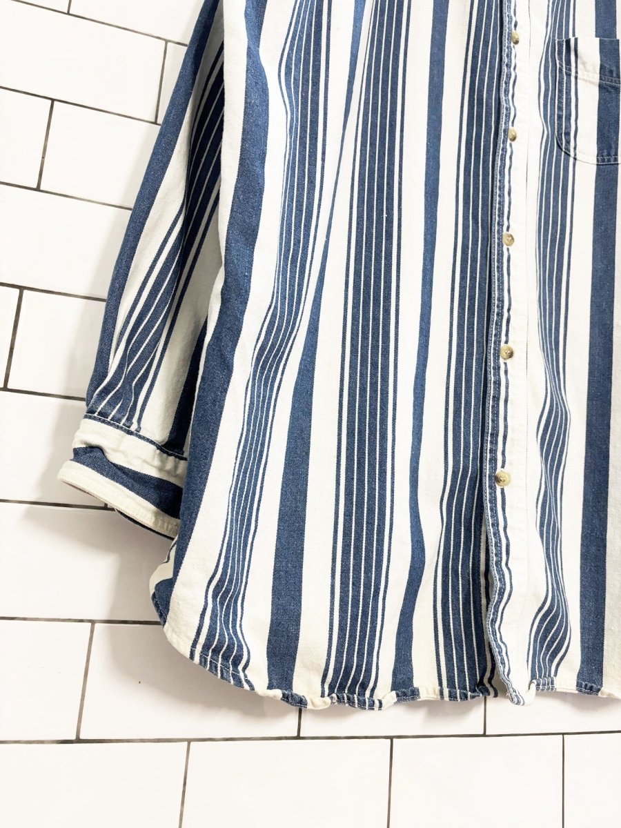vintage 90s cherokee denim striped shirt - good market thrift store
