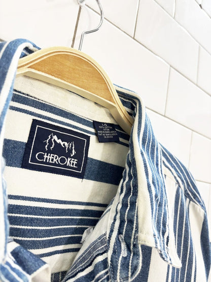 vintage 90s cherokee denim striped shirt - good market thrift store